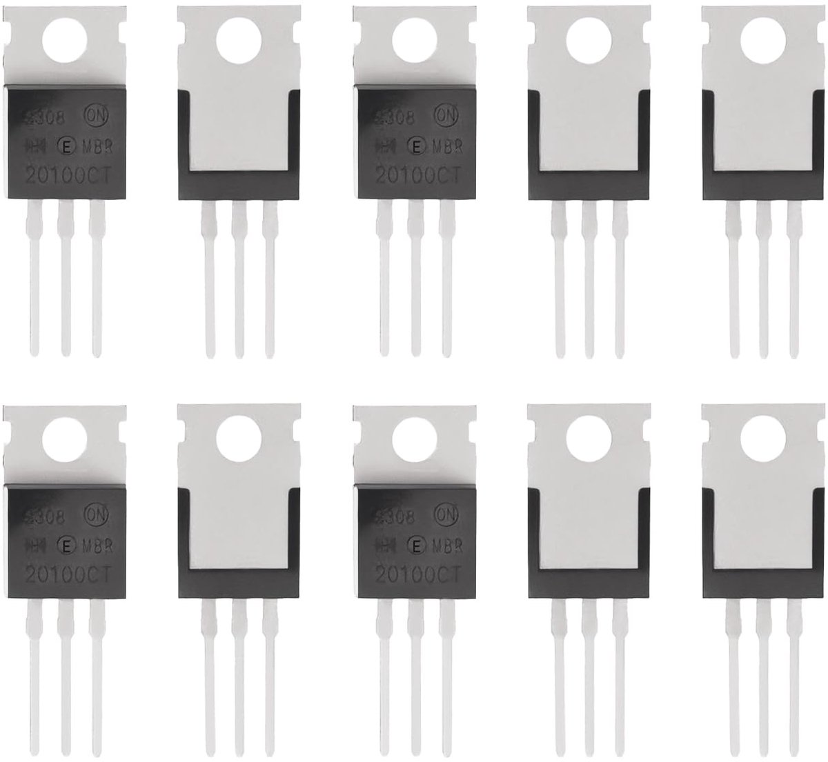 10 stuks MBR20100CT Planaire Schottky-gelijkrichterdiode 20A 100V TO-220AB Gebruikt in elektronische doe-het-zelfprojecten, versterkers, zonnepanelen, laadcircuits, enz.