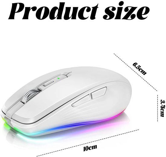 Witte Muis Computer JeiibrZui Witte Muis - Draadloze Muis Wit - Ergonomisch Ontwerp met 2 ...