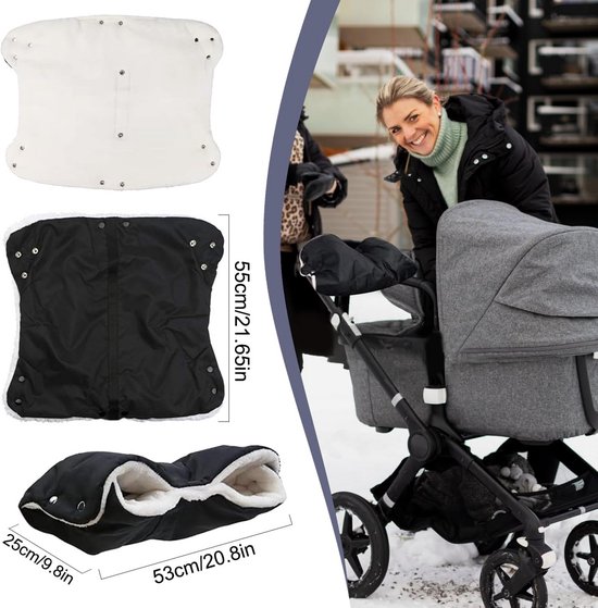 7AM Enfant Kinderwagen Handwärmer Muff – Wasserabweisend, Plüschgefüttert, Universell Für Lenker