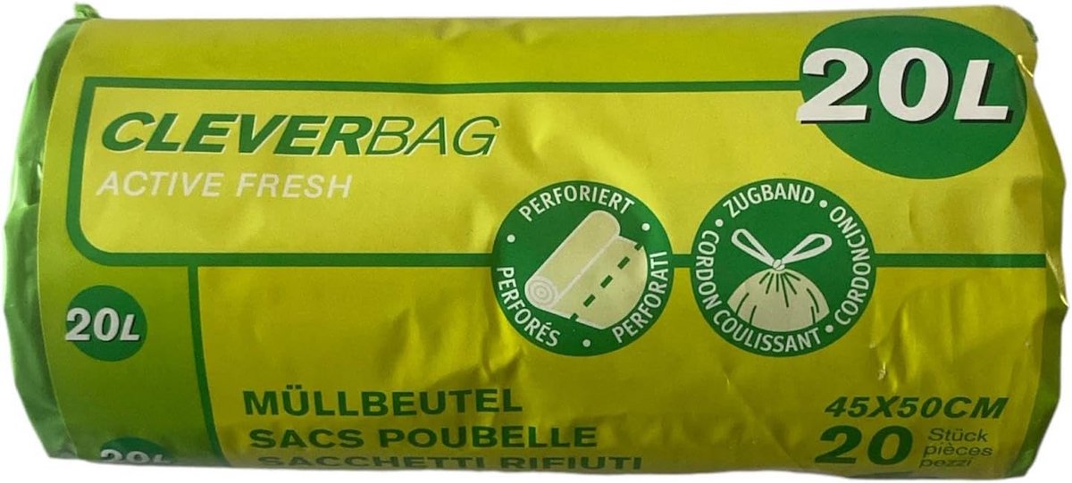 Scheurvaste Vuilniszakken 20 Liter met Trekkoord en Citroengeur - 60 Stuks