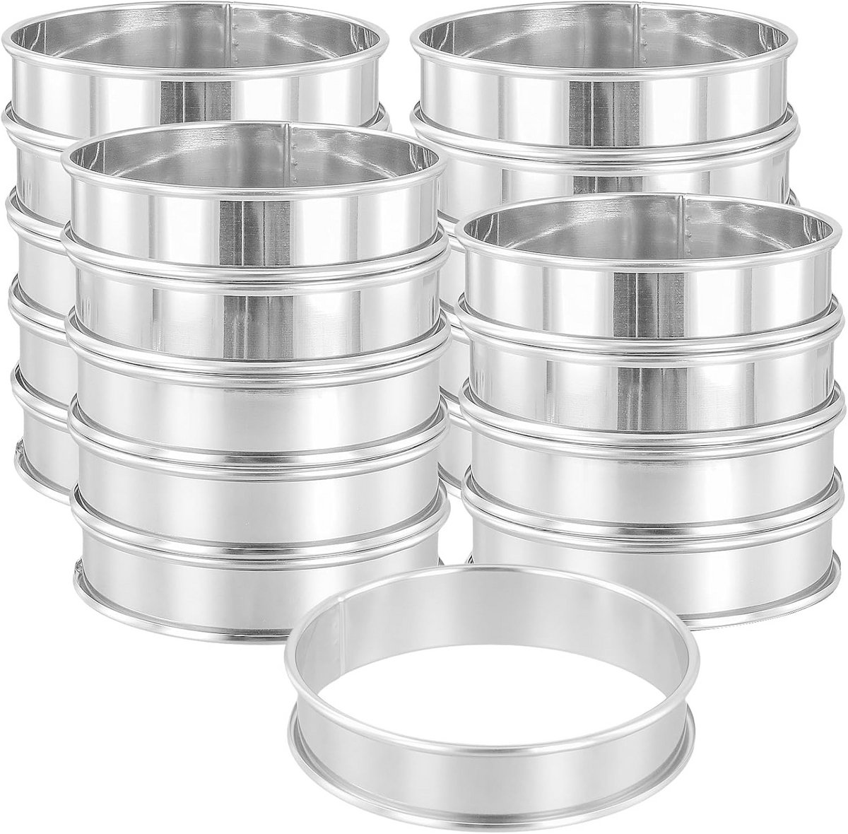 Set van 20 RVS Bakringen 10 cm voor Crumpets, Muffins en Gebakken Eieren