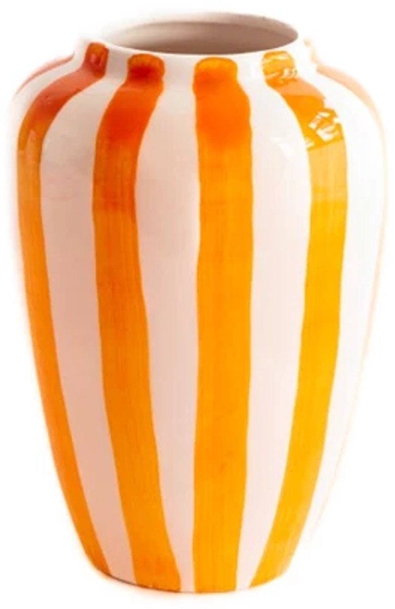 Val Pottery Foolish vaas D8cm H20cm Funky oranje streep