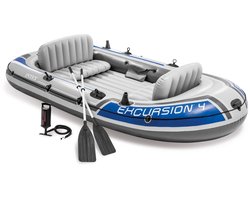 Intex Excursion 4 - Roeiboot Opblaasbaar Met Peddels - 4 personen - 3,05 x 1,37 m - Groen/Zwart - Vissen & Recreatie
