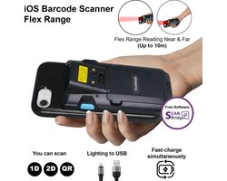 Unitech SL220 Flex – 1D/2D & QR Barcode Scanner for iPhone/iPad with Lightning Connector, Flex Range Reading Near & Far, Easy Slide-On/Off Design, Fast Charging for Scanner & Device via USB-C, Ideal for Retail, Warehouse, Inventory and Logistics