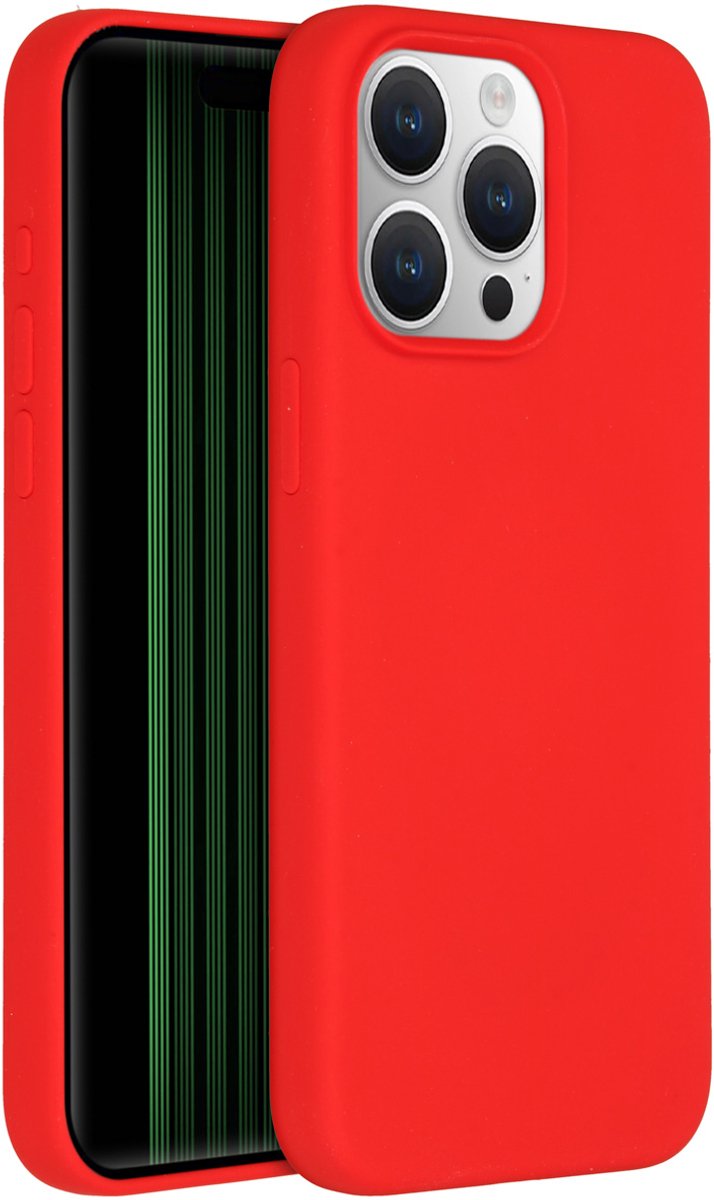 Accezz Hoesje Geschikt voor iPhone 15 Pro Max Hoesje Siliconen - Accezz Liquid Silicone Backcover - Rood
