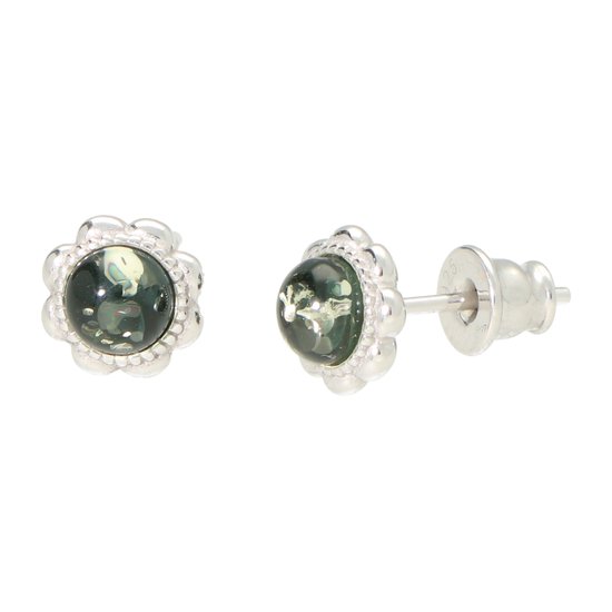 La Rosa Princesa Amber Boucles d'oreilles Dames - 925 Argent Sterling Rhodié - ambre vert - Classique