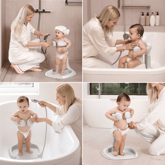 Vulpes Goods® Babycare - Baby Douche Standaard - Verstelbare & Opvouwbare Babybad Stand - Baby Badzitje - Baby Bad Steun - Anti-slip & Anti-knel - met Douchekophouder - Geschikt voor 6-36 Maanden - BPA vrij van Vulpes Goods® — afbeelding 5