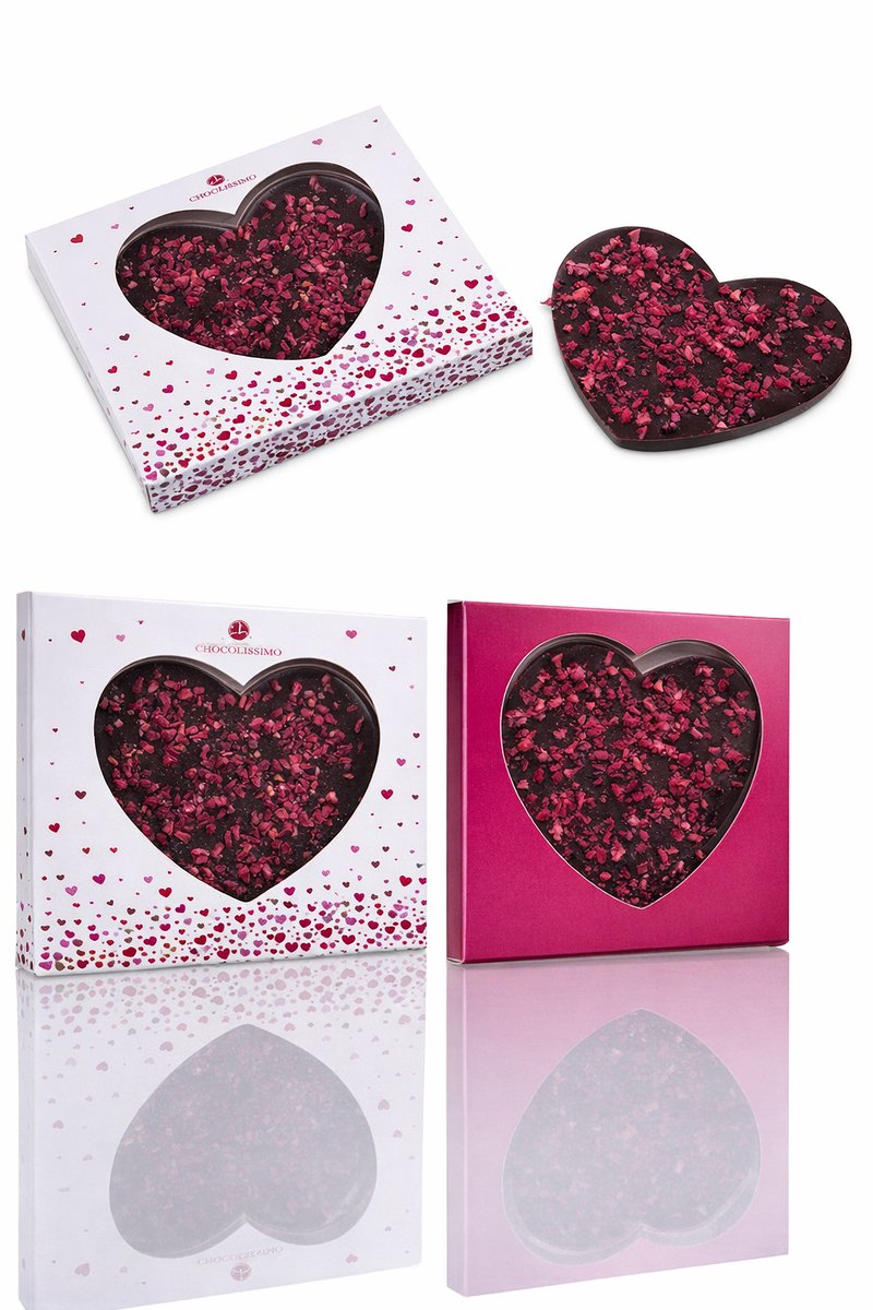 Chocolissimo-Chocoladehart-Pure chocolade met frambozen