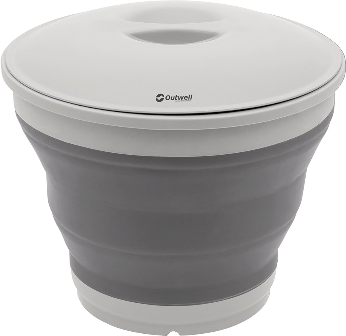 Outwell Collaps Bucket Round w/lid Emmer Met Deksel Opvouwbaar Siliconen Grijs