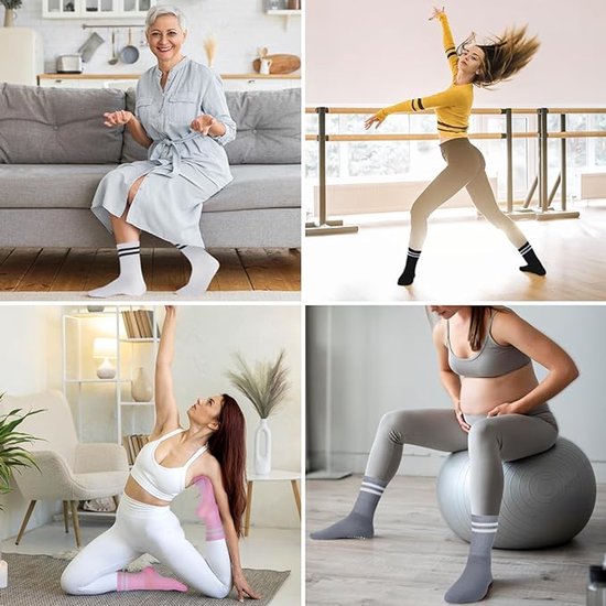 Sokken - 6 paar - Yoga Sokken - Pilates sokken - Yoga Sokken Antislip Dames - Noppen op de zool - Antislip Katoenen Sokken - Gripsokken Pilates Yogasokken - One size - voor Ballet, Dans, Workouts - 6 kleuren van ToeSox — afbeelding 3