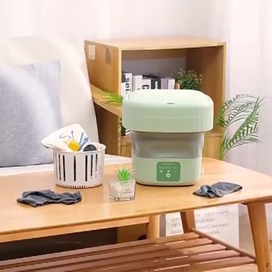 Opvouwbare Mini Wasmachine Compact Energiezuinig 8L Capaciteit met 3 Tijdsinstellingen Draagbare Wasmachine voor Studenten Camping Appartementen Babykleding Handdoeken Ondergoed groente