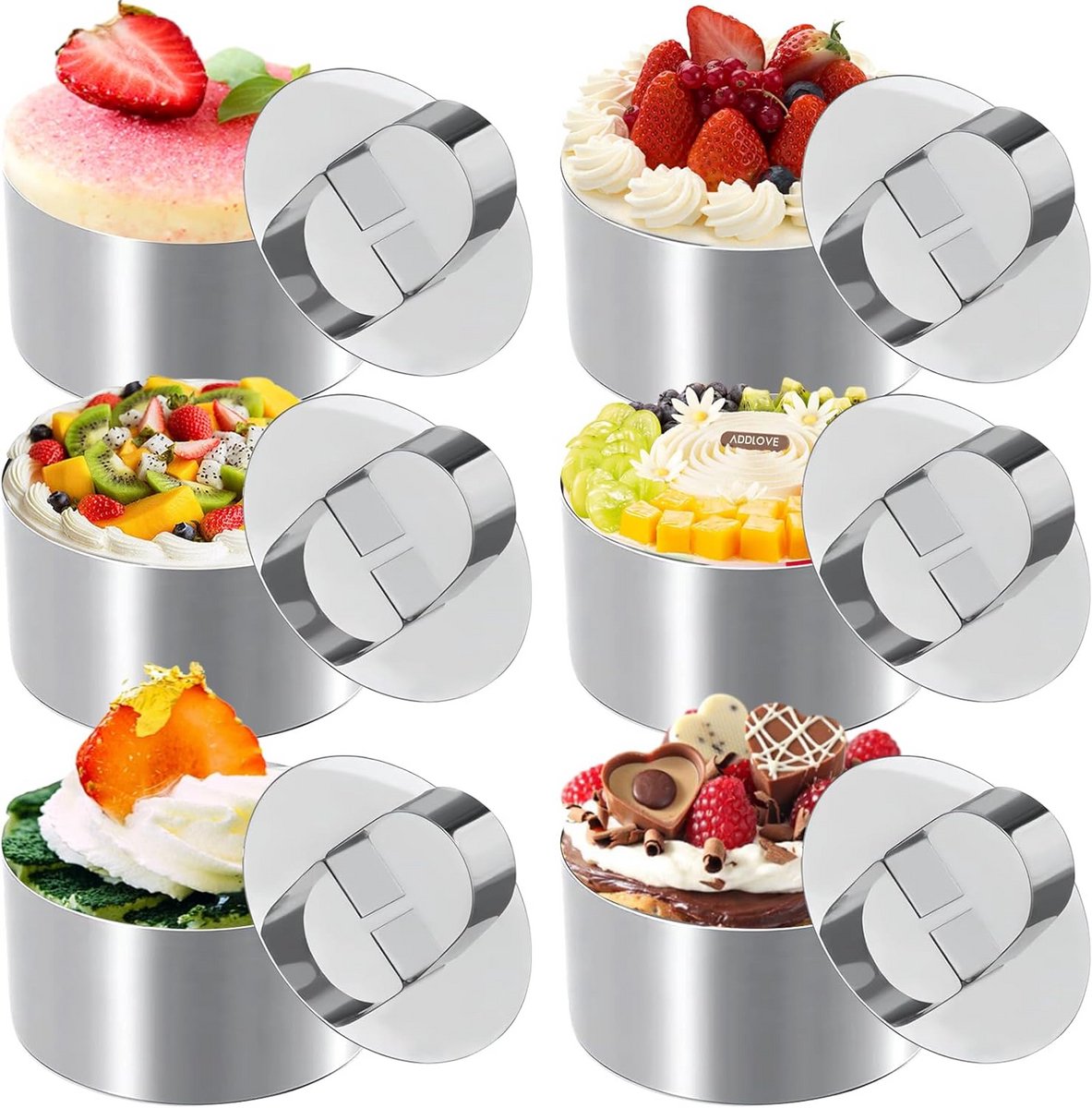 Set van 6 Ronde Bakringen (8cm) van Roestvrij Staal voor Taart, Mousse en Eieren