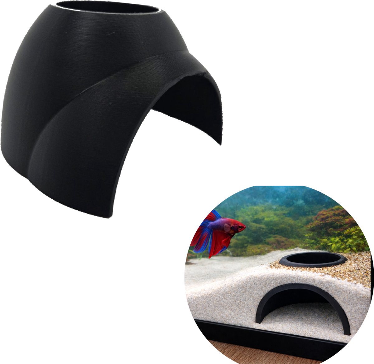 T3D Aquarium Decoratie Grot met Bovenopening - Aquarium Schuilplaats voor Vissen en Garnalen - Geschikt voor Aquarium grind
