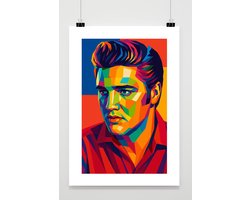 Elvis Presley Poster - Muziek Posters - Pop Art - Celeb - Muzieklegende - Passe-Partouts Effect - Wanddecoratie Woonkamer - 180 gram papier - BL6709WV - Formaat 70 x 100cm