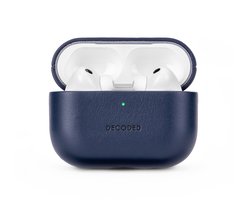 DECODED Leren Hoesje voor AirPods Pro 3 - Airpods Pro 3 Case - Premium ECCO-leer - Geschikt voor Magsafe - Draadloos Oplaadbaar - Indicatie Lampje - Krasbestendig - Blauw