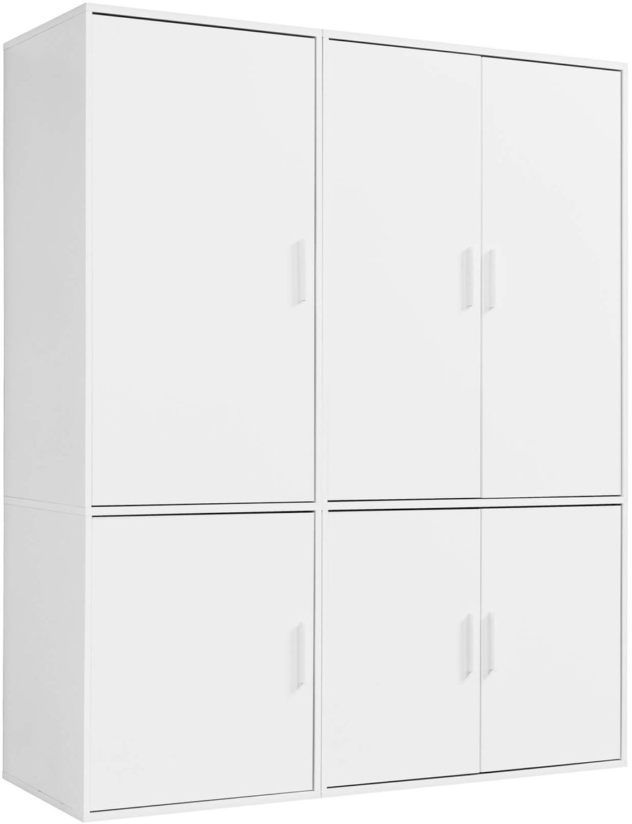 mokebo Kledingkast (150x187 cm) van hout in Zwart 6 deuren & vakken 'Der Grenzenlose' modulaire & combineerbare slaapkamerkast, garderobekast, halkast, draaideurkast, kast