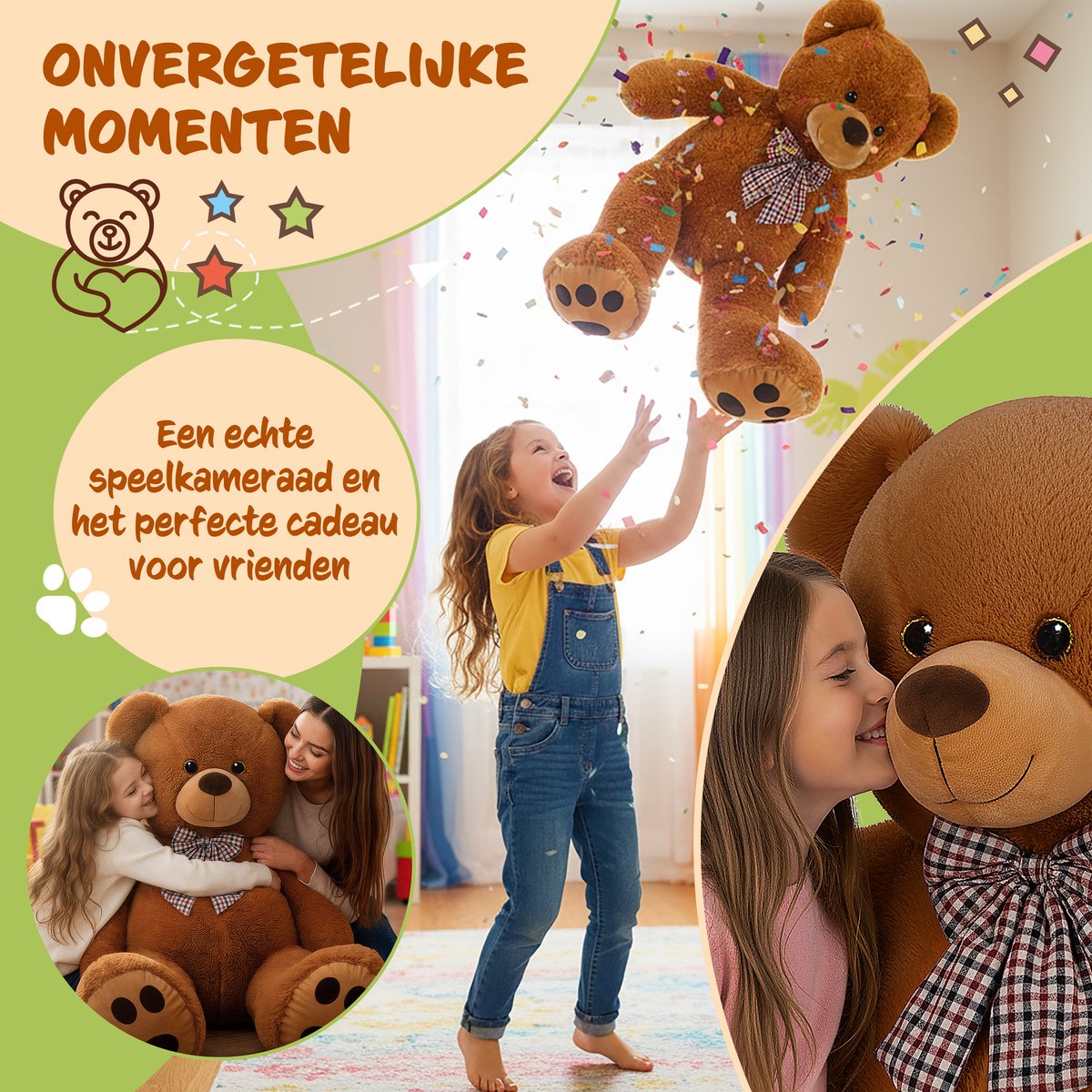 Monzana Knuffelbeer XXL – 150cm Staand Pluch - Bruin — afbeelding 8