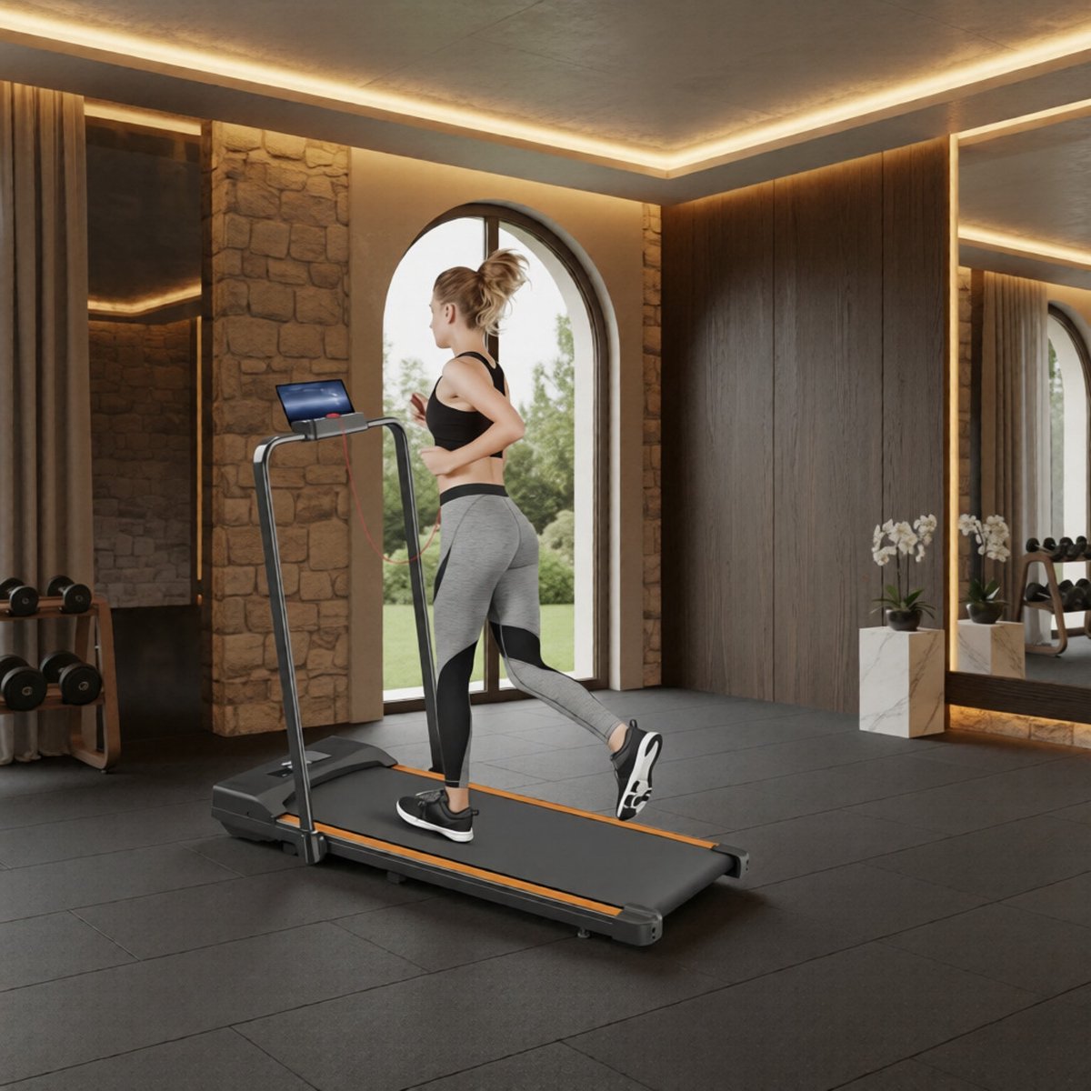 Loopband voor Thuis & Kantoor 2-in-1 Inklapbaar – Walking Pad met Handvat – 1-10 km/u – LCD Display – Afstandsbediening – Compact & Stil – Designbest