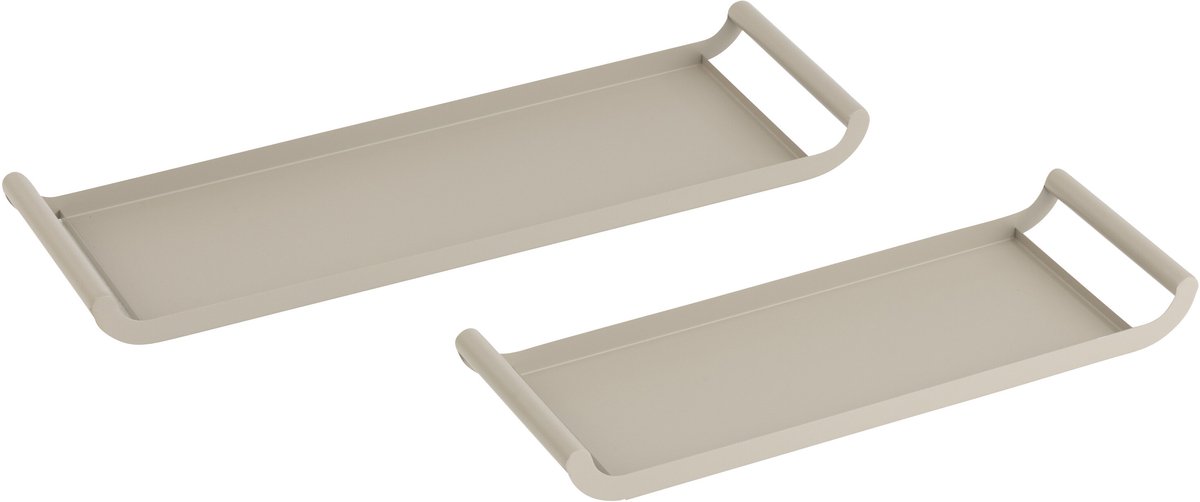J-Line plateau Rechthoek - metaal/polyresin - 2 stuks