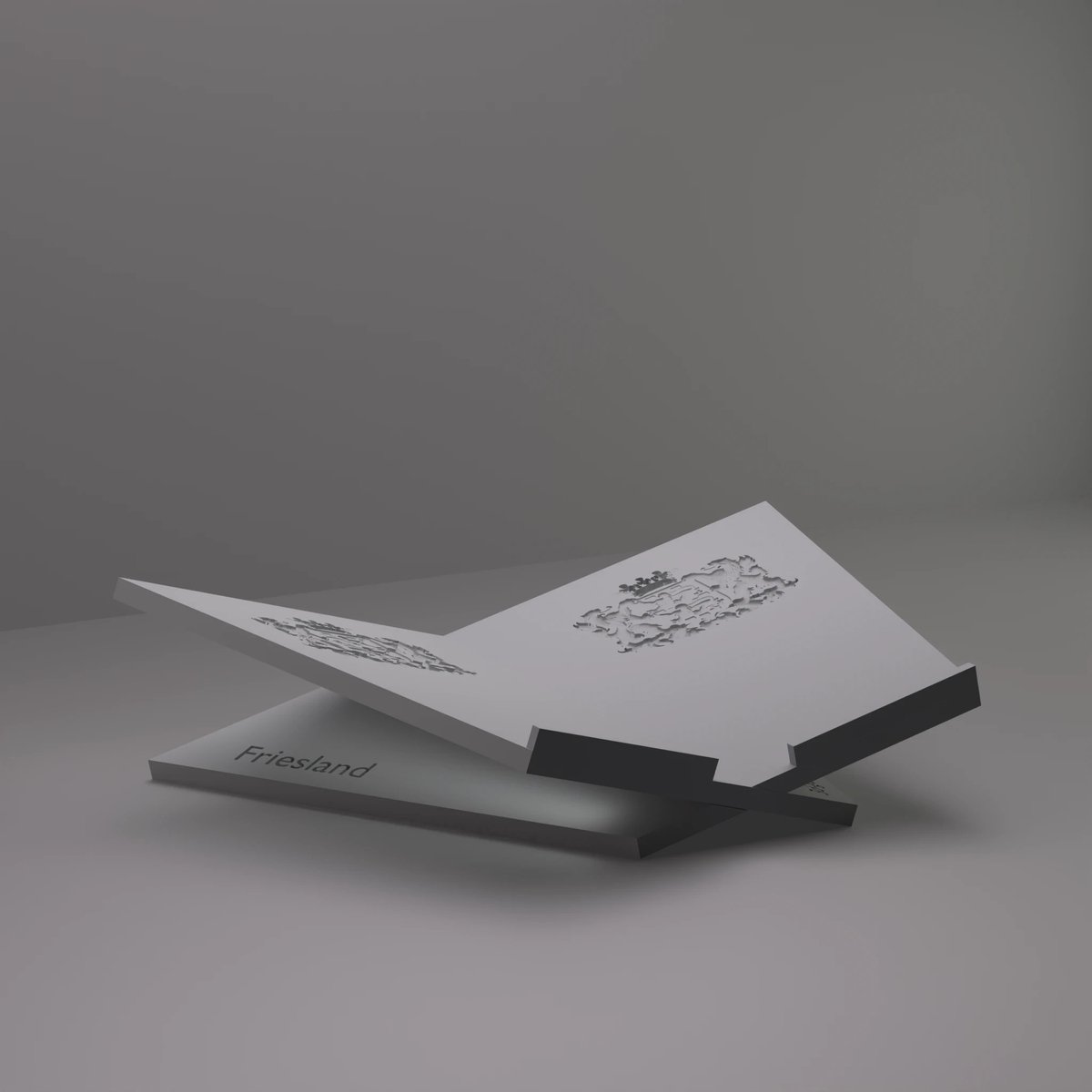 3d-gezellig Boekenstandaard Friesland - Boekensteun - Boekenhouder - Book Holder - 37*25*10 cm - Grijs - 100% gerecycled PLA (bioplastic)