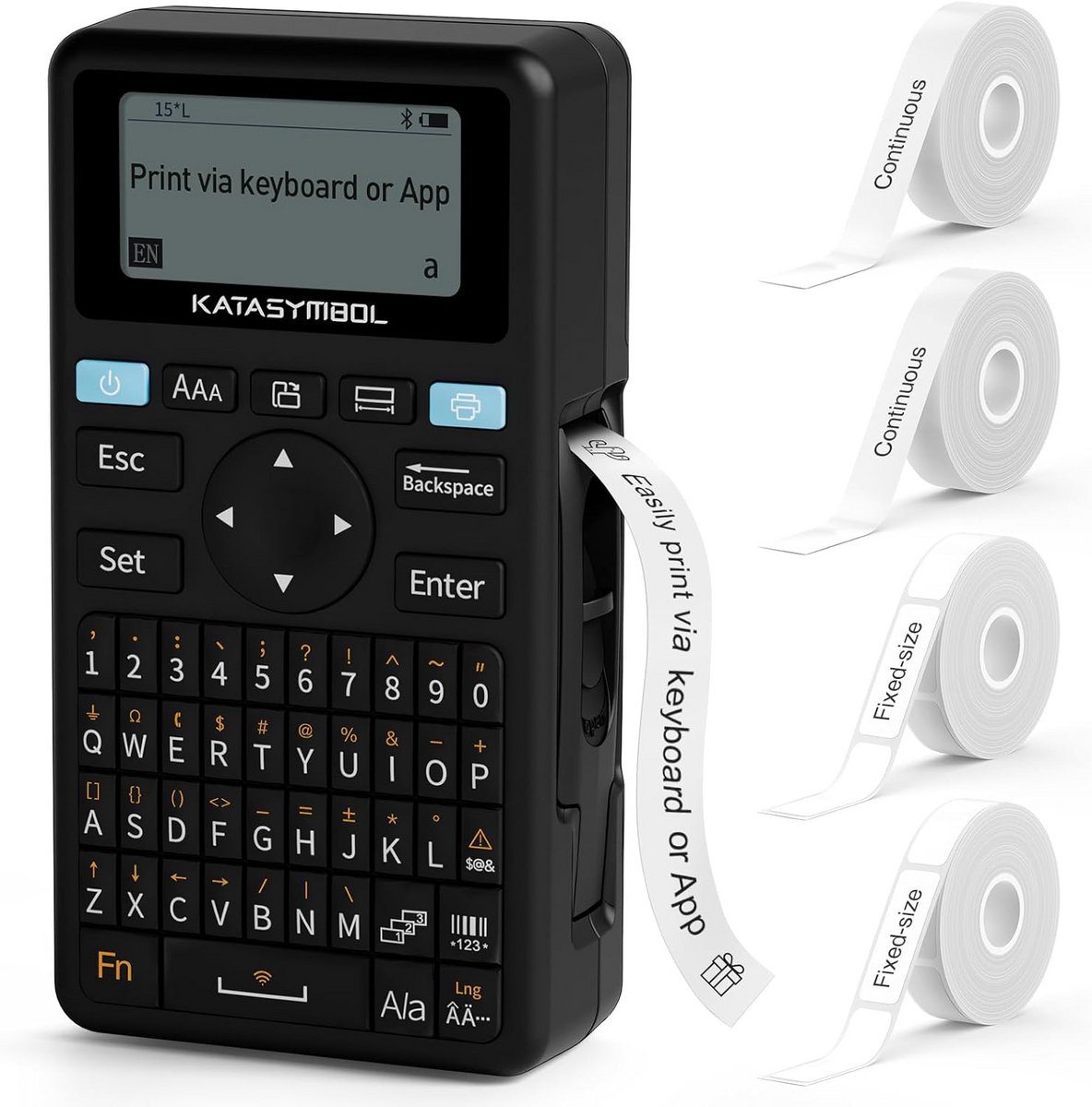 Draagbare mini labelprinter E11 - oplaadbare lithiumbatterij, compatibel met iOS en Android, thermische printtechnologie, breedte 15-30 mm, 360 dpi, labels voor thuis, kantoor en op reis