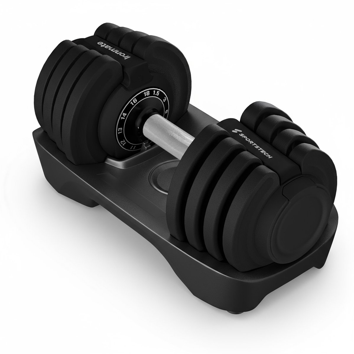 SP_Ironmate_18 verstelbare dumbbell met bijbehorende houder