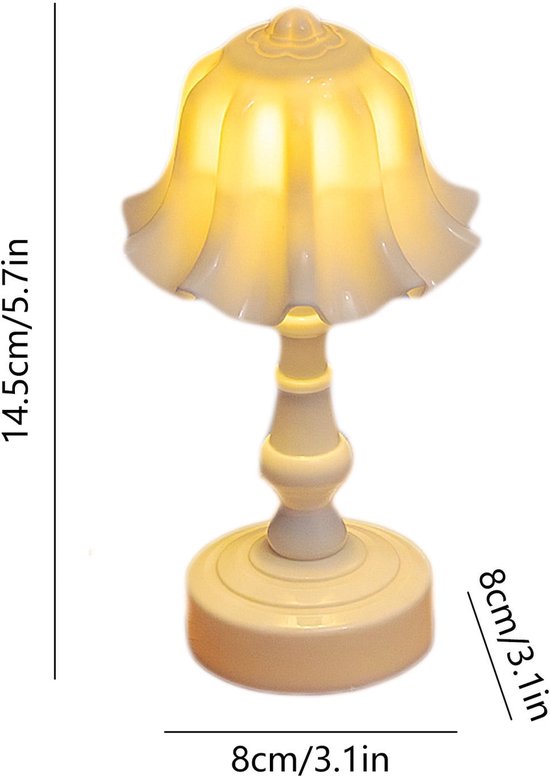 Set van 2 tafellampen, retro klokjesbloemvormige kleine nachtlampjes, geschikt voor de slaapkamer (wit) van Livin24 — afbeelding 2
