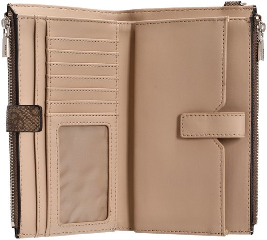 GUESS porte-monnaie Laurel II SLG Double Zip Organizer Latte Logo beige