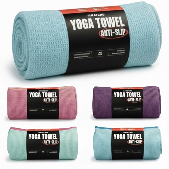 Matchu Sports - Yoga handdoek - Yoga handdoek anti slip - Yoga towel - 183 x 61 cm - Divine Blue van Matchu Sports — afbeelding 2