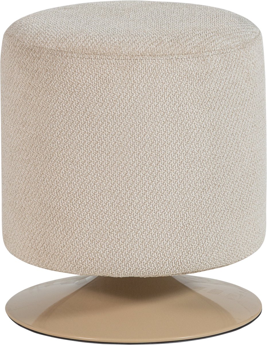 WOOOD Islen Poef Met Draaivoet - Bouclé - Beige - 47x39x39