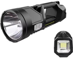 Krachtige LED Zaklamp met Zonnepaneel – Groot Formaat – Compacte Oplaadbare Zaklamp met Lange Afstand – USB & Solar Light – Help Zoeklicht voor Camping, Auto & Thuis