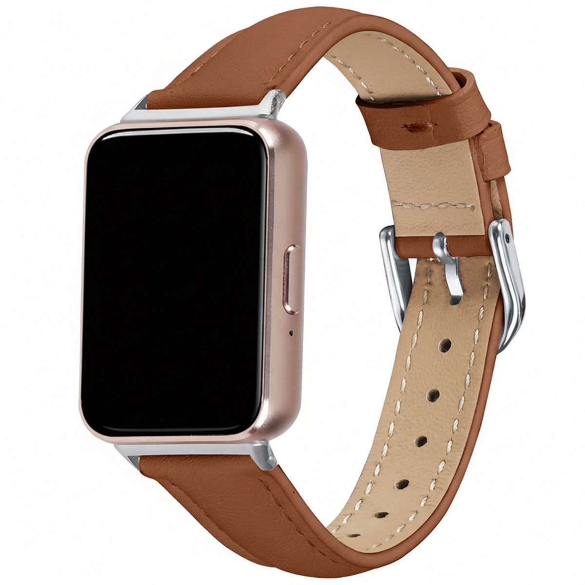 Leren bandje - geschikt voor Huawei Watch Fit 4 Pro / 4 / 3 - leer met gespsluiting - bruin
