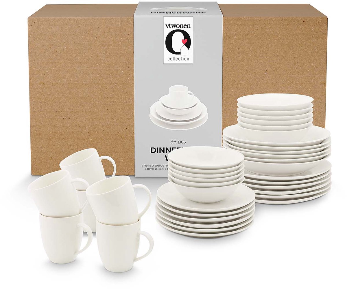 Home 18-delig servies Winterly van gedecoreerd porselein
