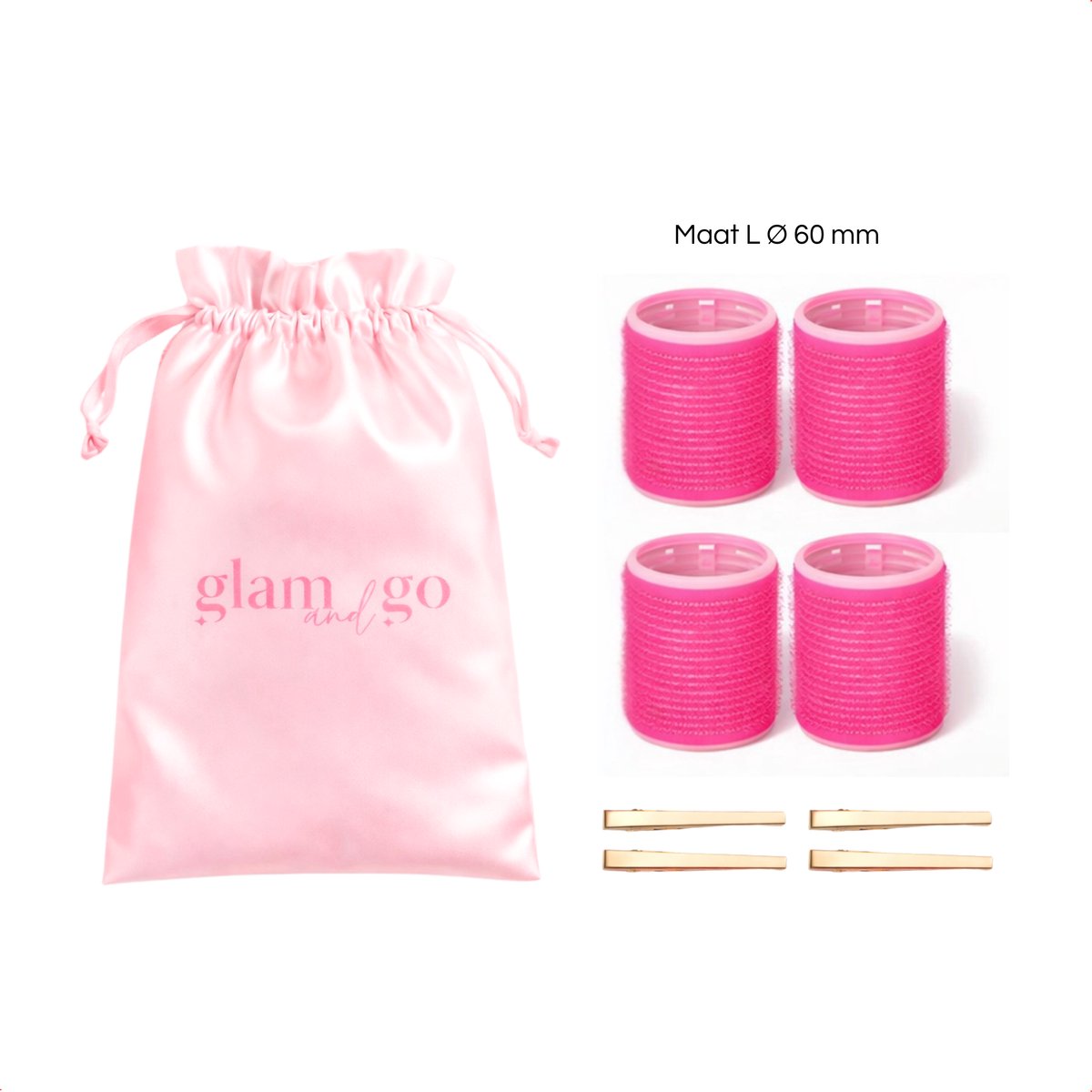 Glam and Go Krulspelden - Haarrollers en haarklemmen - Haar rollers - Kleefrollers- Hair Rollers & Clips - 60 mm
