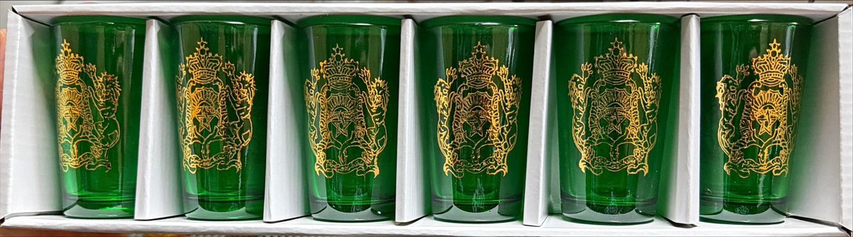 Glozini - Marokkaanse Theeglazen - Groen - Set van 6 Glazen - 120ml - Thee