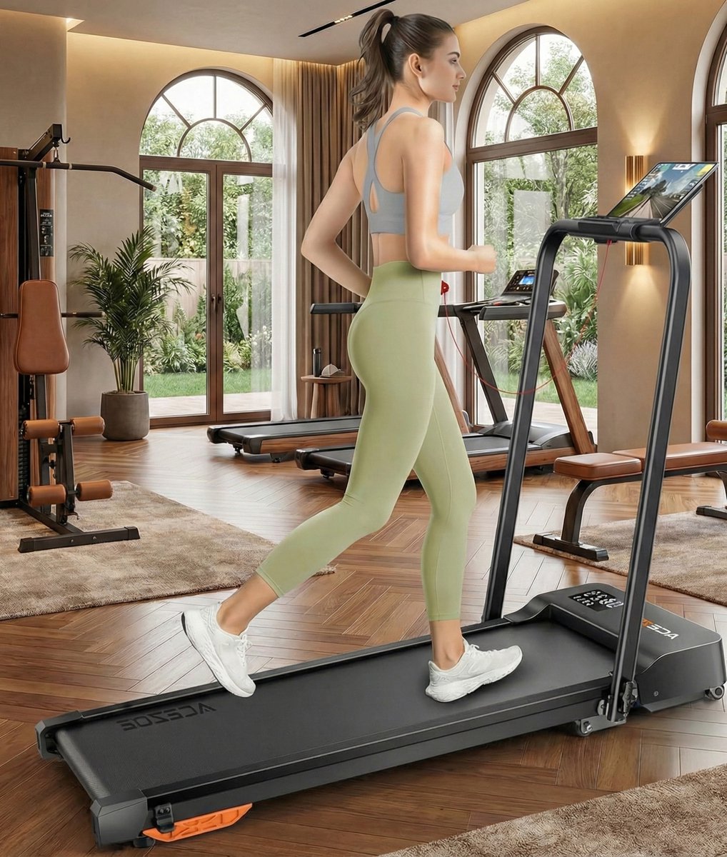 Treadmill 6-in-1 Inklapbare Loopband voor Thuis en Kantoor – Wandelpad met 10% Hellingsopties, LED-Display, Afstandsbediening, App, Tot 135 kg – Designbest