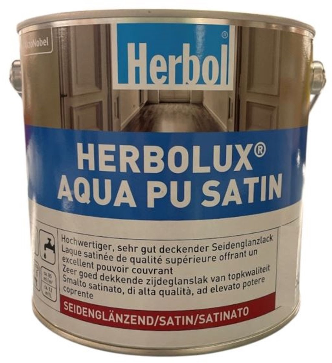 Herbol Herbolux Aqua PU Satin - Watergedragen PU zijdeglanslak van topkwaliteit - Hout en diverse ondergronden - 2.50 L - RAL 9010 Pure White ( gebrokenwit)
