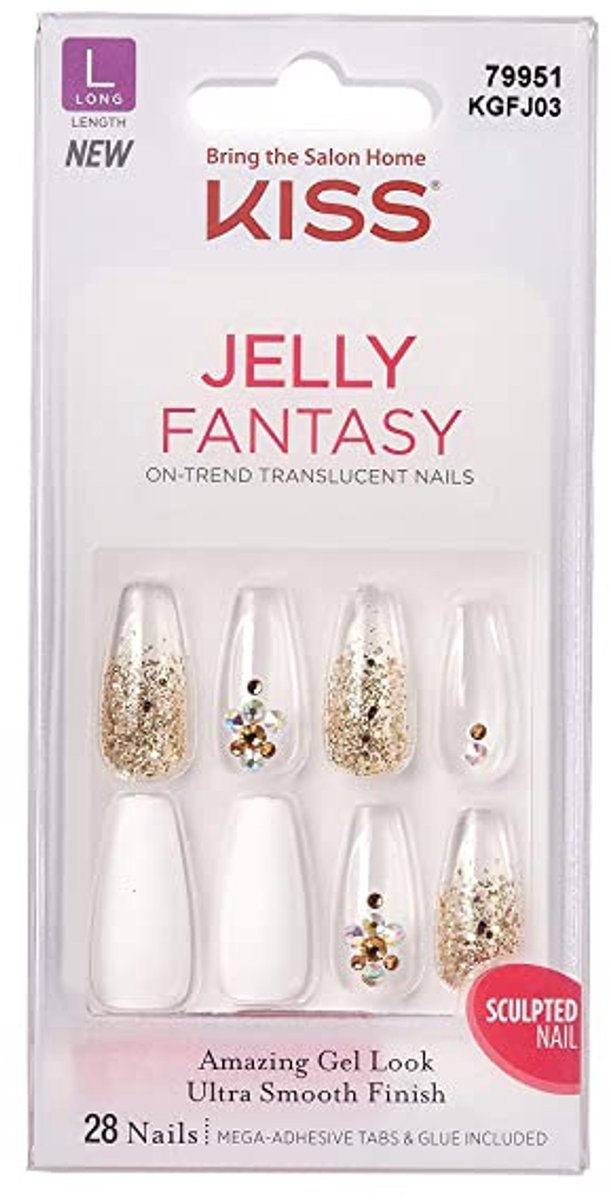 Kiss Jelly Fantasy KGFJ03 x28 L - Kunstnagels - Makkelijk aan te brengen, Flexibel, Glanzend