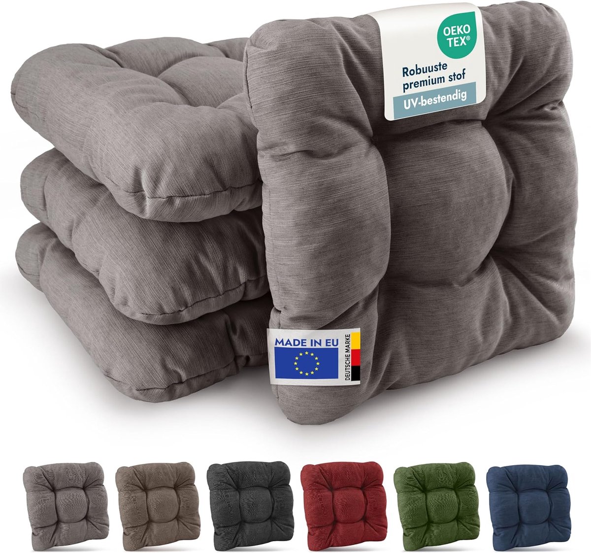 Beautissu HighLux SK Set van 2 Premium Stoelkussen 40x40 cm Lichtgrijs UV-bestendig & Robuuste Zitkussen Stoel Outdoor 8 cm dik Tuin Stoel Kussen voor Balkonstoel Tuinstoel Zitkussen Indoor Lichtgrijs 2x