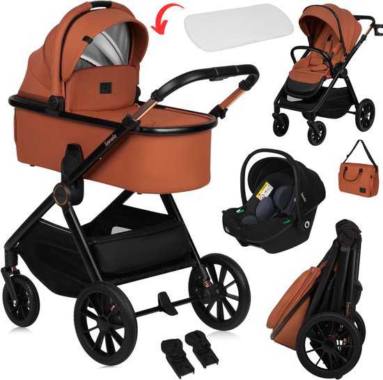 Foto: Lionelo layla kinderwagen 3in1 xxl set incl i size autostoel veelzijdig en jaarrond grote wielen bediening met een hand voor alle soorten terrein accessoireset