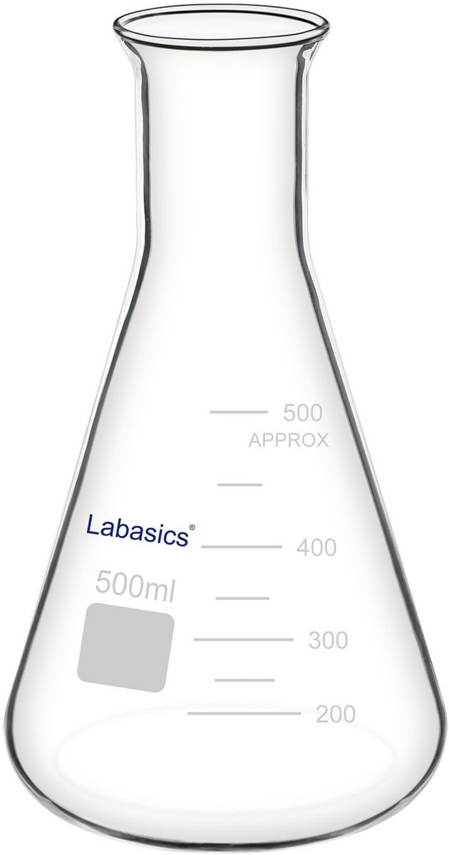 Erlenmeyer Kolf Borosilicaatglas 500 ml met Versterkte Rand - Laboratoriumglaswerk