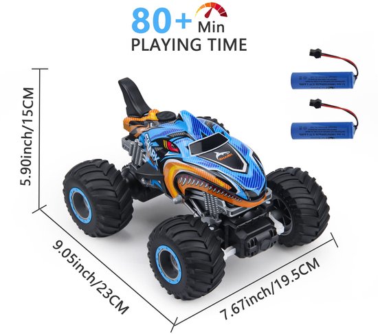 Bestuurbare Auto - RC Stunt Auto met Rook, Licht & Geluid - 4WD Monstertruck 360° Drift - Met Handgebaren Besturing - 20 km/u - 1:16 - Blauw van Merkloos — afbeelding 5