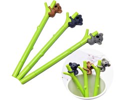 Koala Beer Gel Pen Rollerball Pen - 0.5mm - Fijne Tip - Zwarte Inkt - Voor Studenten - Kantoor - Schoolbenodigdheden - 3 Stijlen - 6 Stukken