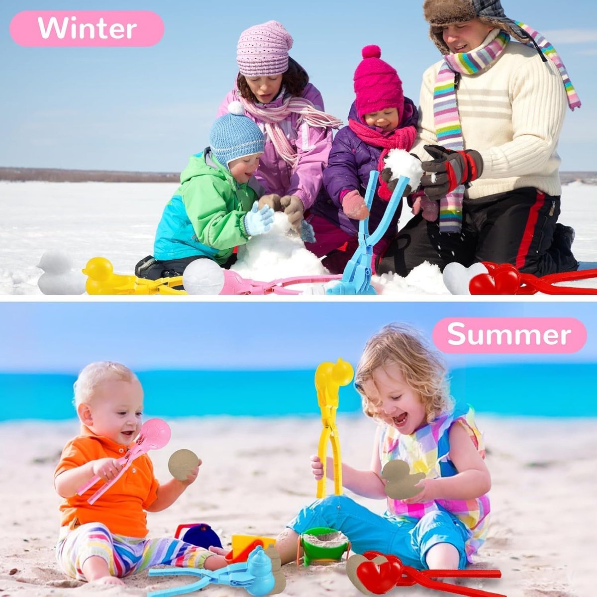 Sneeuwbalmaker, Hartvorm Sneeuwbal Maker Speelgoed, Liefde Hart Sneeuwbal Maker Clip Sneeuw Baksteen Maker Zand Sneeuwspeeltjes, Kinderen Winter Outdoor Speelgoed, Sneeuwbal Clip