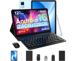 DOOGEE U12 VIP - Tablet - Tablets - 24 GB RAM + 128 GB ROM (2 TB) - Android 16 - Tablet met toetsenbord - 12 inch + 90Hz - 9000 mAh/18W - Gemini AI - UNISOC T7255 - 7,8 mm ultradun - inclusief muis - Stylus - Beschermhoes - Schermbeschermer
