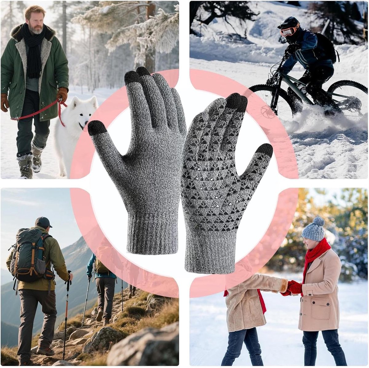Verwarmde Winterhandschoenen Met Touchscreen Functie, Winddichte Gebreide Handschoenen Voor Skiën Autorijden En Wandelen, Ideaal Voor Hardlopen Buitenactiviteiten En Sport In Koud Weer, Comfortabele En Isolerende Wanten — cadeau in Sport & Outdoor - foto 4