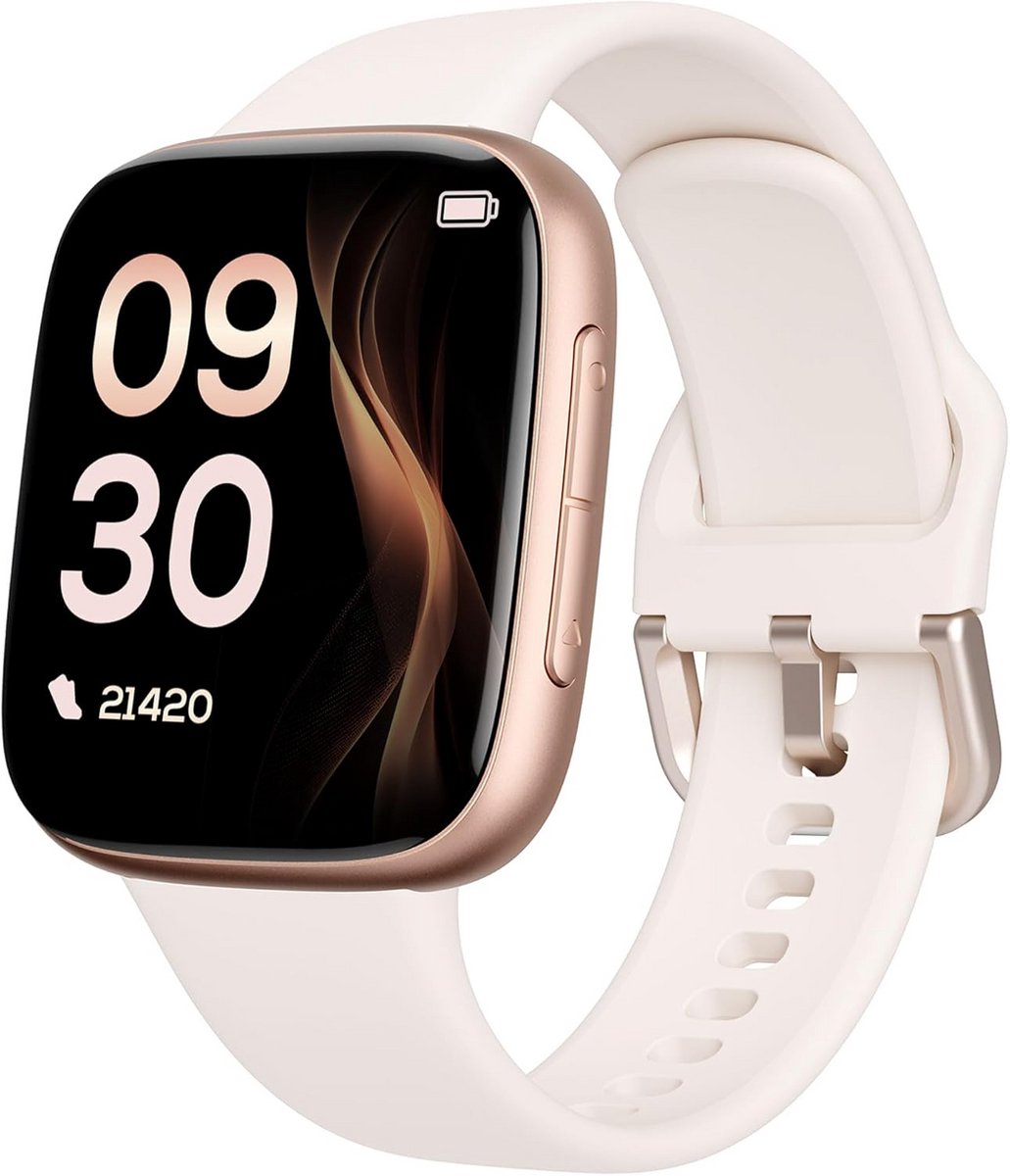 Smartwatch met AMOLED Scherm 3ATM Waterdicht 24/7 Hartslag Slaap Tracker Meldingen Kompatibel met Android iOS