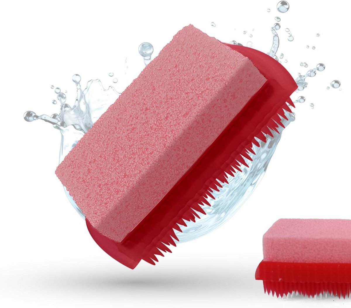 2-in-1 Voetverzorgingsborstel met Puimsteen - Rood/Roze