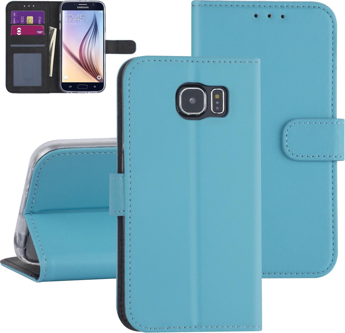 Samsung hoesje voor Galaxy S6 - LichtBlauw - Book Case - Kaarthouder (G920F)