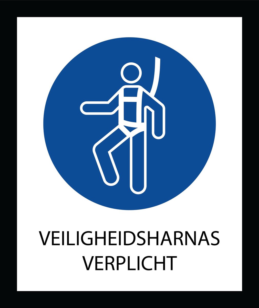 Bord ISO7010 Geboden Veiligheidsharnas verplicht 20 x 24 cm
